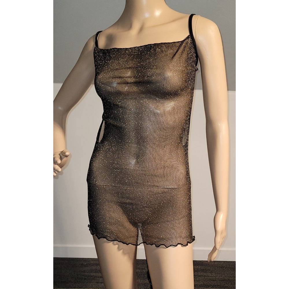 Sexy Women‎ Black/Gold Stretch Mini Club Party Cocktail Dress Small SL6040